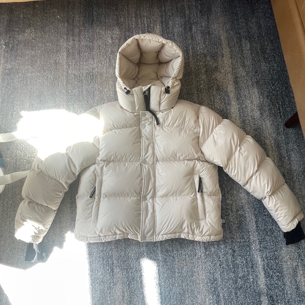 Artizia The Super Puff Shorty Hooded Puffer Coat Matte Pearl Size Large
